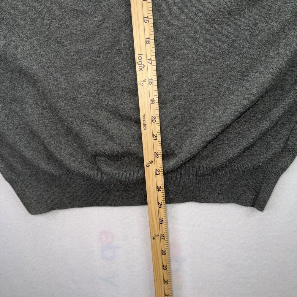 Polo Ralph Lauren Mens L Gray V Neck Sweater Knit Mem Pima Cotton Pullover vtg